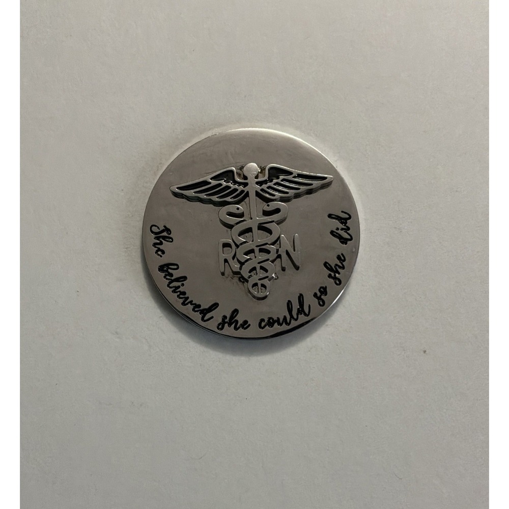 Nurse RN She Believed She Could So She Did Pin Hat Lapel Pinback Tie Tac Silver